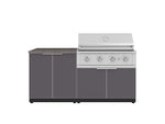 NewAge Outdoor Kitchens Aluminum 4-Piece Cabinet Set with 2 Door, Grill Cabinet, Performance Grill, and Countertop-71792-Garage Giant 