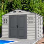 DuraMax WoodSide Plus 10.5' x 8' Vinyl Shed with Foundation Kit 
