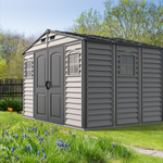 DuraMax WoodSide Plus 10.5' x 8' Vinyl Shed with Foundation Kit 