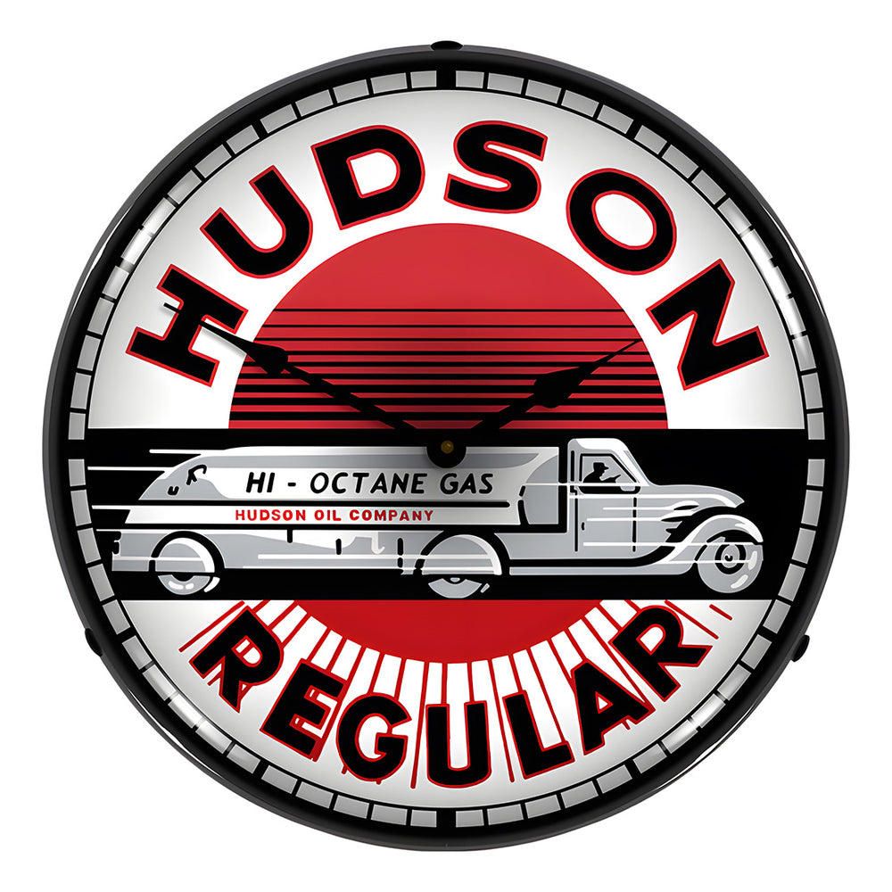 Collectable Sign and Clock Hudson Gas Backlit Wall Clock-1102293-Garage Giant