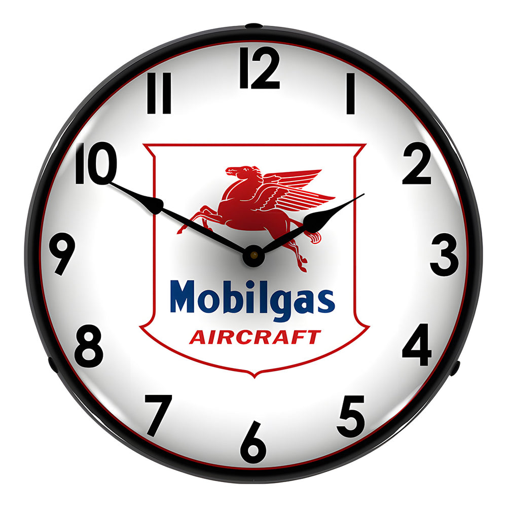 Collectable Sign and Clock Mobilgas Aircraft Backlit Wall Clock-1110292-Garage Giant