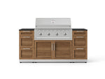 NewAge Outdoor Kitchens Outdoor Grill Island Stainless-Steel Louvered Doors 6-Piece Cabinet Set with 3 Drawers, Grill Cabinet, Performance Grill and Dekton in Sirius Countertops - (Liquid Propane) 