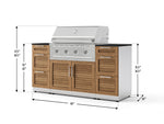 NewAge Outdoor Kitchens Outdoor Grill Island Stainless-Steel Louvered Doors 6-Piece Cabinet Set with 3 Drawers, Grill Cabinet, Performance Grill and Dekton in Sirius Countertops - (Natural Gas) 