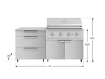 NewAge Outdoor Kitchens Stainless Steel 4-Piece Cabinet Set with Casters and 3 Drawer, Grill Cabinet, Performance Grill, Countertop-72212-Garage Giant 