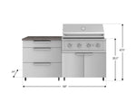 NewAge Outdoor Kitchens Stainless Steel 4-Piece Cabinet Set with Casters and 3 Drawer, Grill Cabinet, Performance Grill, Countertop-72175-Garage Giant 