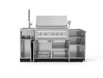 NewAge Outdoor Kitchens Outdoor Grill Island Stainless-Steel 5-Piece Cabinet Set with Sink, 1 Door, Grill Cabinet, Platinum Grill and Stainless Steel Countertop - (Liquid Propane) 
