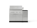 NewAge Outdoor Kitchens Outdoor Grill Island Stainless-Steel 4-Piece Cabinet Set with 3-Drawer, Grill Cabinet, Platinum Grill and Dekton in Sirius Countertop - (Liquid Propane) 