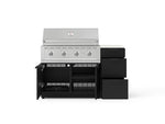 NewAge Outdoor Kitchens Outdoor Grill Island Stainless-Steel 4-Piece Cabinet Set with 3-Drawer, Grill Cabinet, Performance Grill and Dekton in Aeris Countertop - (Liquid Propane) 