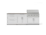 NewAge Outdoor Kitchens Stainless-Steel 5-Piece Cabinet Set with 3-Drawer, Bar, Grill Cabinet, Performance Grill and Countertop-73362-Garage Giant 