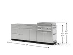 NewAge Outdoor Kitchens Stainless Steel 5-Piece Cabinet Set with with 3-Drawer, Bar, Grill Cabinet, Platinum Griddle and Countertop-74947-Garage Giant 