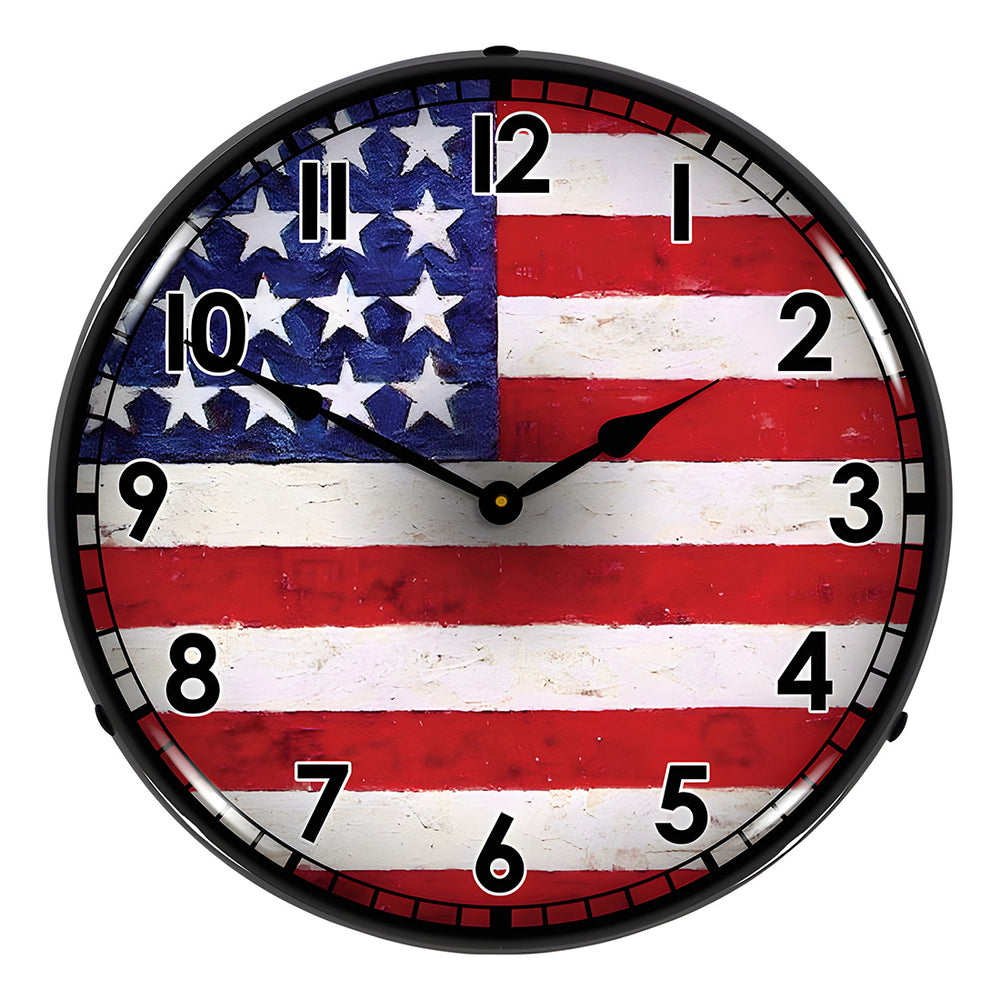 Collectable Sign and Clock USA Flag Backlit Wall Clock-12091254-Garage Giant