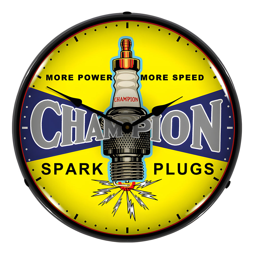Collectable Sign and Clock Champion Plugs Vintage Backlit Wall Clock-1209412-Garage Giant