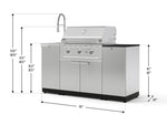 NewAge Outdoor Kitchens Outdoor Grill Island Stainless-Steel 5-Piece Cabinet Set with Sink, 1 Door, Grill Cabinet, Performance Grill and Stainless Steel Countertop - (Natural Gas) 