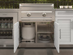 NewAge Outdoor Kitchens Stainless-Steel Louvered Doors 6-Piece Cabinet Set with Base, Grill Cabinet, Platinum Griddle and Countertop-74991-Garage Giant 