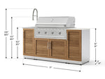 NewAge Outdoor Kitchens Outdoor Grill Island Stainless-Steel Louvered Doors 5-Piece Cabinet Set with Sink, 1 Door, Grill Cabinet, Performance Grill and Stainless Steel Countertop - (Natural Gas) 