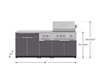 NewAge Outdoor Kitchens Aluminum 6-Piece Cabinet Set with Platinum Grill, Dual Side Burner, Bar and Grill Cabinet and Stainless Steel Countertop.-71545-Garage Giant 