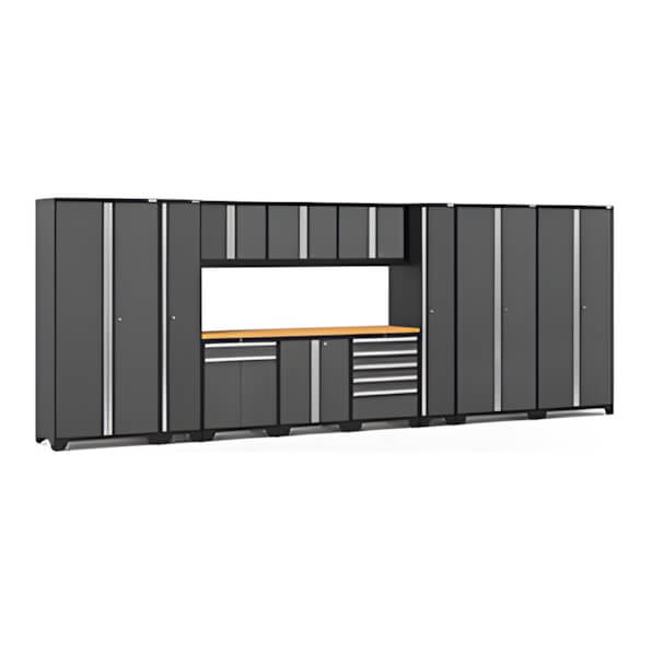 NewAge Garage Cabinets PRO Series Grey 12-Piece Set with Bamboo Top-52171-Garage Giant