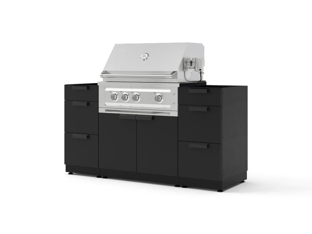 NewAge Outdoor Kitchens Outdoor Grill Island Stainless-Steel 5-Piece Cabinet Set with 3 Drawers, Grill Cabinet and Platinum Grill - (Natural Gas) | Garage Giant