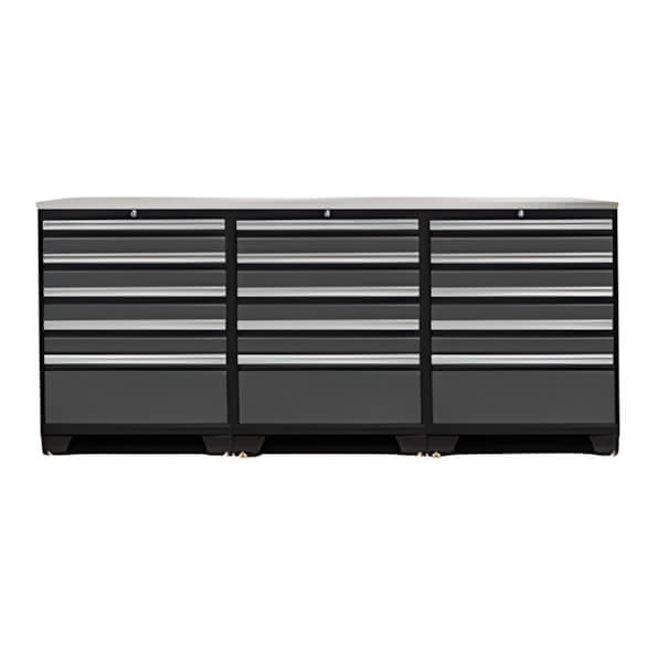 NewAge Garage Cabinets PRO Grey 4-Piece Workbench Set with Stainless Steel Top-52004 + 36784-Garage Giant