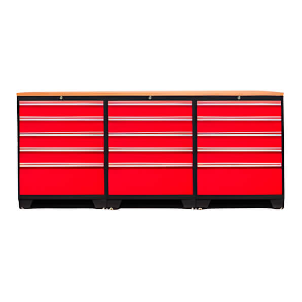 NewAge Garage Cabinets PRO Red 4-Piece Workbench Set with Bamboo Top-52204 + 32284-Garage Giant