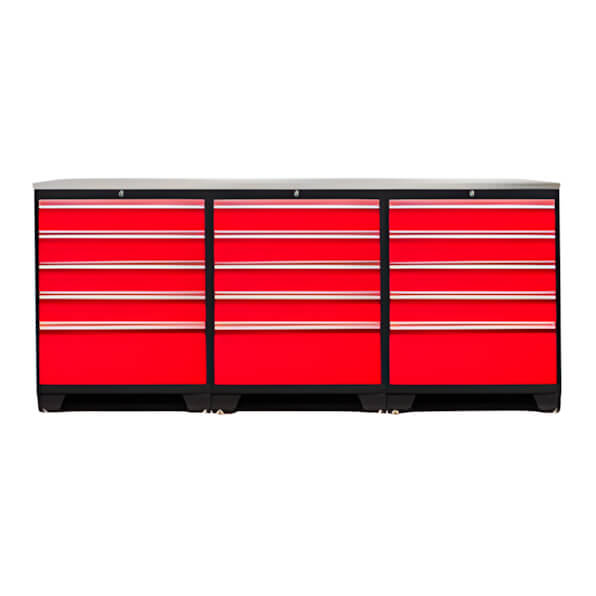 NewAge Garage Cabinets PRO Red 4-Piece Workbench Set with Stainless Steel Top-52204 + 36784-Garage Giant