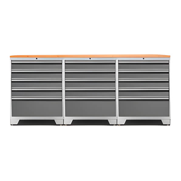 NewAge Garage Cabinets PRO Platinum 4-Piece Workbench Set with Bamboo Top-52404 + 32284-Garage Giant