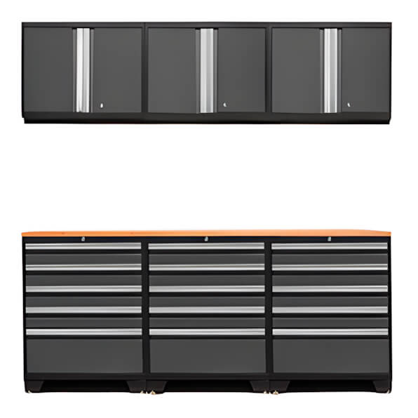 NewAge Garage Cabinets PRO Grey 7-Piece Garage Storage Set with Bamboo Top-52004 + 32284 + 52000-Garage Giant