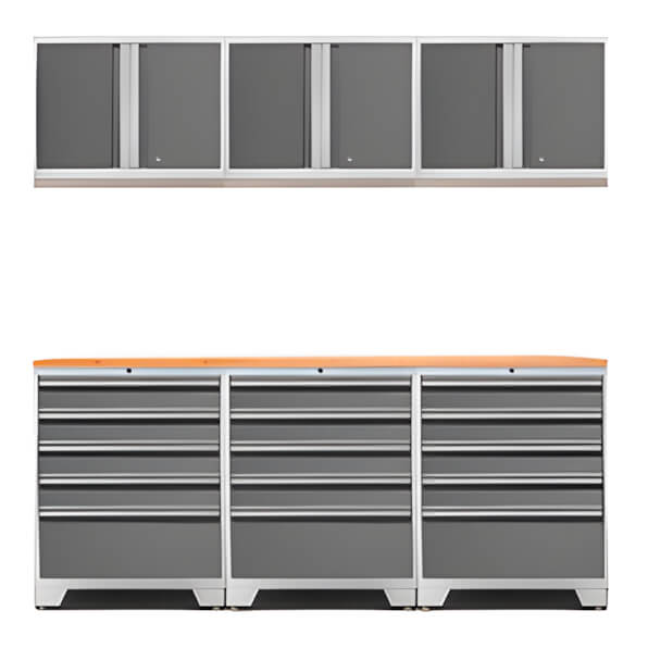 NewAge Garage Cabinets PRO Platinum 7-Piece Garage Storage Set with Bamboo Top-52404 + 32284 + 52400-Garage Giant