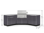NewAge Outdoor Kitchens Aluminum 7-Piece Cabinet Set with 2 Door, Bar, Corner, Grill Cabinet, Platinum Grill, and Countertops-71006-Garage Giant 