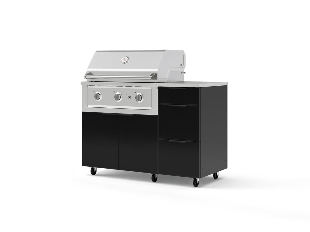 NewAge Outdoor Kitchens Outdoor Grill Island Aluminum 4-Piece Cabinet Set with Casters and 3-Drawer, Grill Cabinet, Performance Grill, Countertop | 78114