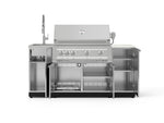 NewAge Outdoor Kitchens Outdoor Grill Island Stainless-Steel 5-Piece Cabinet Set with Sink, 1 Door, Grill Cabinet, Platinum Grill and Stainless Steel Countertop - (Liquid Propane) 