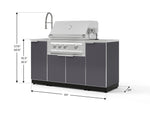 NewAge Outdoor Kitchens Outdoor Grill Island Aluminum 5-Piece Cabinet Set with Sink, 1 Door, Grill Cabinet, Platinum Grill and Stainless Steel Countertop-75303-Garage Giant 