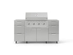 NewAge Outdoor Kitchens Outdoor Grill Island Stainless-Steel 6-Piece Cabinet Set with Casters 3 Drawers, Grill Cabinet, Performance Grill, Countertops 