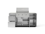NewAge Outdoor Kitchens Outdoor Grill Island Stainless-Steel 6-Piece Cabinet Set with 1 Door, 3 Drawer, Grill Cabinet, Performance Grill and Dekton in Aeris Countertops - (Natural Gas) 