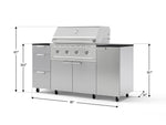 NewAge Outdoor Kitchens Outdoor Grill Island Stainless-Steel 6-Piece Cabinet Set with Casters 1 Door, 3 Drawer, Grill Cabinet, Performance Grill and Dekton in Sirius Countertops - (Liquid Propane) 
