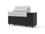 NewAge Outdoor Kitchens Outdoor Grill Island Stainless-Steel 6-Piece Cabinet Set with Casters and 1-Door, Grill Cabinet, Platinum Grill, Dual Side Burner and Dekton in Aeris Countertop - (Liquid Propane) | Garage Giant 