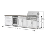 NewAge Outdoor Kitchens Stainless Steel 7-Piece Cabinet Set with 3-Drawer, Bar, Grill Cabinet, Platinum Grill, Countertop, and Glass Door Fridge-73707-Garage Giant 