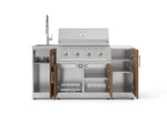NewAge Outdoor Kitchens Outdoor Grill Island Stainless-Steel Louvered Doors 5-Piece Cabinet Set with Sink, 1 Door, Grill Cabinet, Performance Grill and Stainless Steel Countertop - (Liquid Propane) 