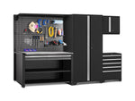 NewAge Garage Cabinets Pro Series 5-Piece Cabinet Set with Tool, Wall Cabinet, Locker, 62 in. Workstation, and Pegboard Accessories Kit-32649-Garage Giant 