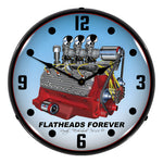 Collectable Sign and Clock Flathead V8 Backlit Wall Clock-1311471-Garage Giant 