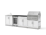 NewAge Outdoor Kitchens Stainless Steel 6-Piece Cabinet Set with Sink, Bar, Grill Cabinet, Platinum Grill, Countertop and Glass Door Fridge-73777-Garage Giant 