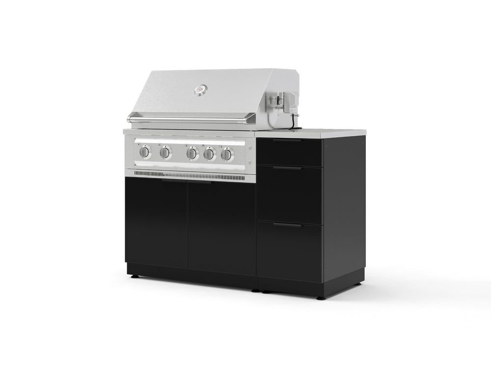 NewAge Outdoor Kitchens Outdoor Grill Island Aluminum 4-Piece Cabinet Set with 3-Drawer, Grill Cabinet, Platinum Grill and Countertop | 76115