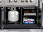 NewAge Outdoor Kitchens Outdoor Grill Island Aluminum 6-Piece Cabinet Set with Casters and 3-Drawer, Grill Cabinet, Performance Grill, Side Burner and Dekton in Sirius Countertop - (Liquid Propane) 
