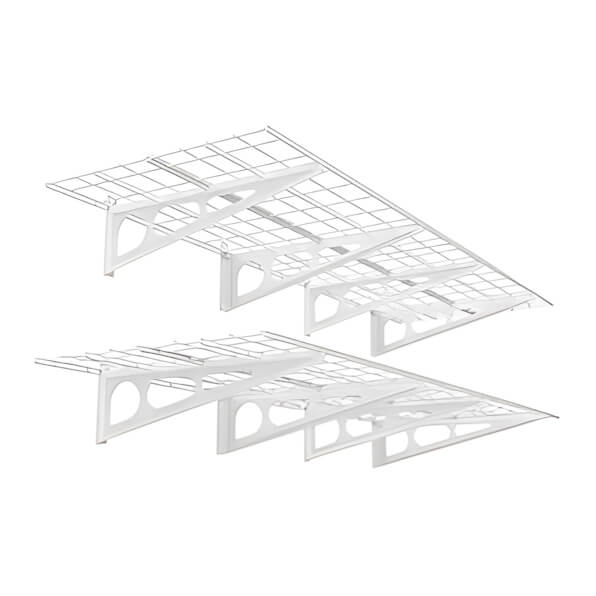 Fleximounts 2' x 4' White Wall Mounted Shelf (2-Pack)