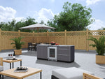 NewAge Outdoor Kitchens Aluminum 5-Piece Cabinet Set with 3-Drawer, 2-Door Cabinet, Countertops and Fridge-67580-Garage Giant 