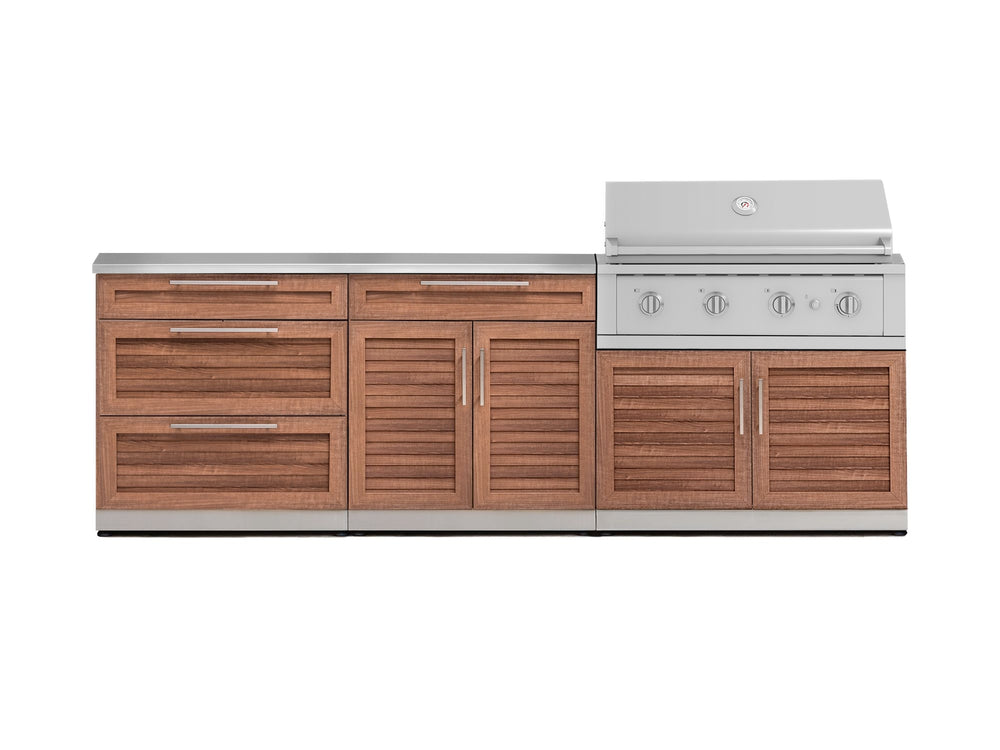 NewAge Outdoor Kitchens Stainless Steel 5-Piece Cabinet Set with with 3-Drawer, Bar, Grill Cabinet, Performance Grill and Countertop-71053-Garage Giant