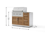 NewAge Outdoor Kitchens Outdoor Grill Island Stainless-Steel Louvered Doors 3-Piece Cabinet Set with 3-Drawer, Grill Cabinet and Performance Grill - (Liquid Propane) 