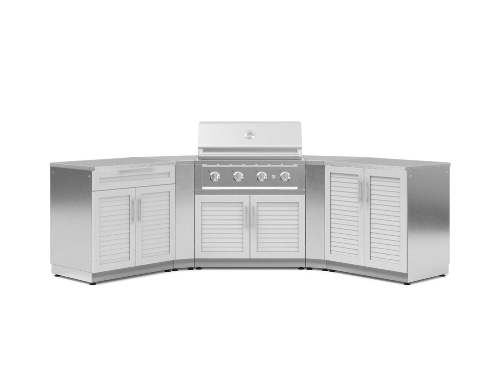 NewAge Outdoor Kitchens Stainless-Steel 7-Piece Cabinet Set with 2 Door, Bar, Corner, Grill Cabinet, Performance Grill, and Countertops | 67681