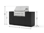 NewAge Outdoor Kitchens Outdoor Grill Island Stainless-Steel 6-Piece Cabinet Set with 1 Door, 3 Drawer, Grill Cabinet, Platinum Grill and Dekton in Sirius Countertops - (Liquid Propane) 