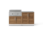 NewAge Outdoor Kitchens Stainless-Steel Louvered Doors 4-Piece Cabinet Set with Base, Grill Cabinet, Platinum Griddle and Countertop-74976-Garage Giant 